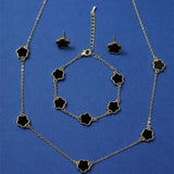 Five-Petal Clover Jewelry Set — Bracelet, Earrings & Necklace