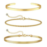 14K Gold-Plated Stackable Bracelet Set (3-Piece)