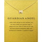 Alloy Guardian Angel Wings Pendant Necklaces for Women Birthday Gifts with White Message Card Reminder Jewelry Wholesale