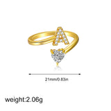 Gold Initial Letter Adjustable Ring
