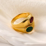 Waterproof Wide Double Layer Zircon Ring