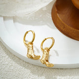 Retro Cowboy Boot Hoop Drop Earrings