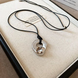 Horseshoe Pendant Leather Necklace