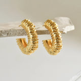 Pleated Texture C-Hoop Earrings