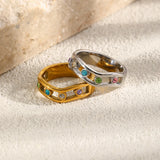 Double Layer Colorful Zircon Ring