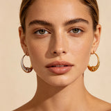 18K Gold Moon Hoop Earrings
