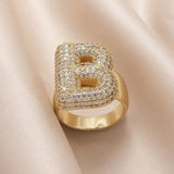 CZ Zircon Initial Letter Open Ring