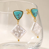 Turquoise & Pearl Drop Earrings