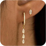 Gold CZ Fringe Drop Earrings