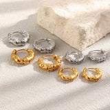 Hammered Texture Gold Hoop Earrings
