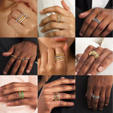Multilayer Connecting Cubic Zirconia Ring