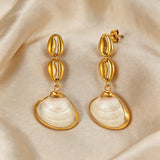 Cowrie Shell Drop Earrings