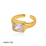 Oval & Square Zircon Open Ring
