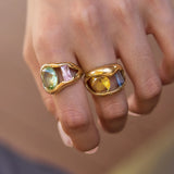 Colorful Zircon Square Open Ring
