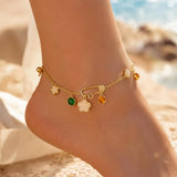 Gold Floral Charm Anklet