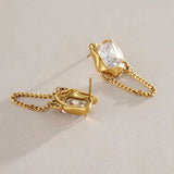 Square Zircon Chain Drop Earrings