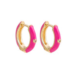Boho Enamel Flower Hoop Earrings
