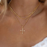 Layered Zircon Crystal Cross Choker