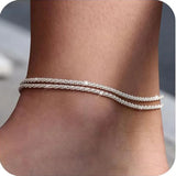 Layered Cuban Link Anklet Set