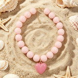 Acrylic Beaded Heart Pendant Necklace
