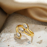 Oval & Square Zircon Open Ring