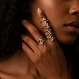 Gold Initial Letter Adjustable Ring