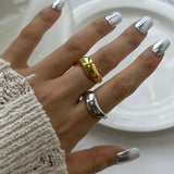 Curved Geometric Gold Ring