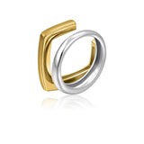Two-Tone Square & Round Double Layer Ring