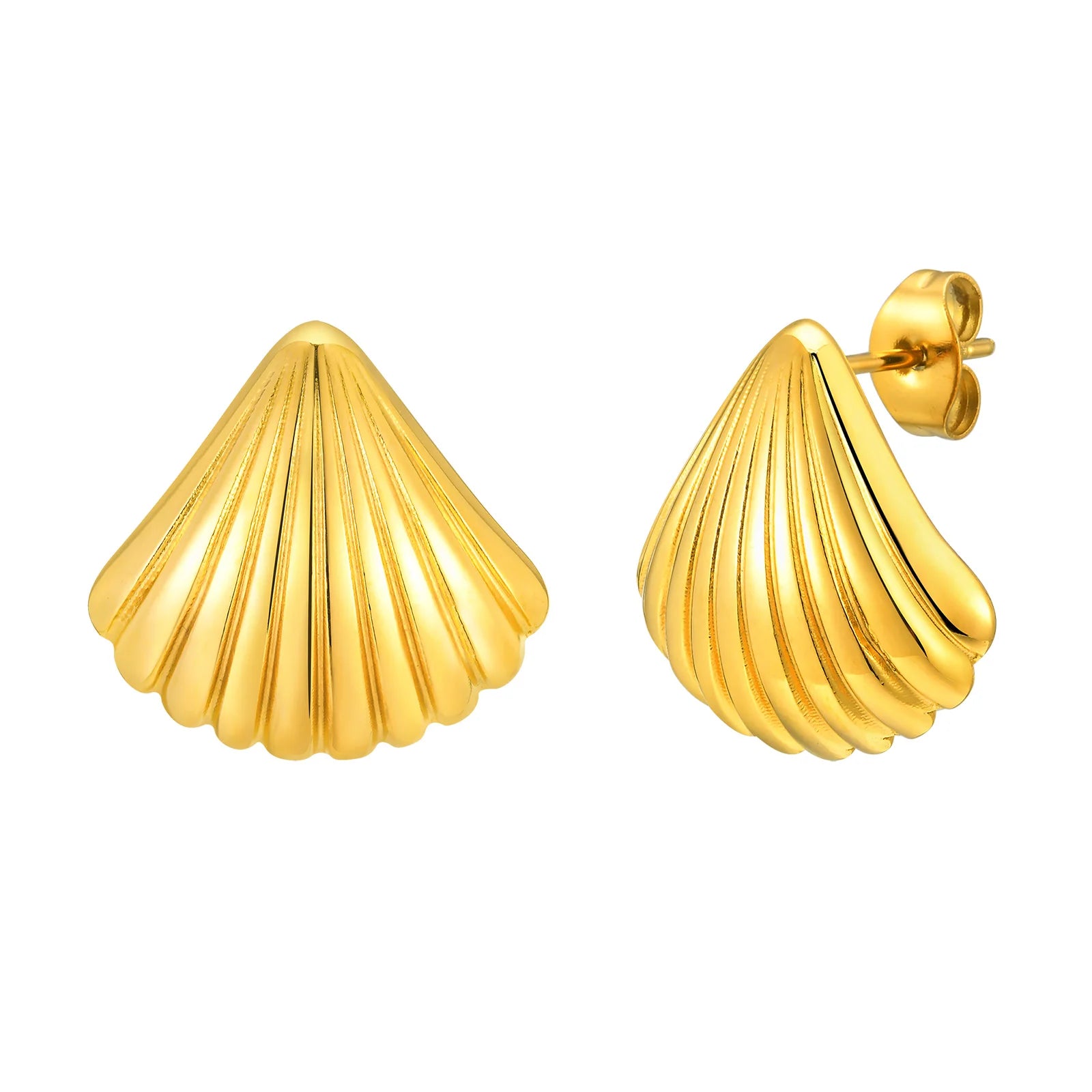 Striped Shell Stud Earrings