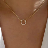 Crystal Circle Pendant Necklace Collection