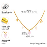 Gold Pink Heart Pendant Necklace