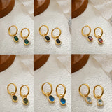 Multicolour Oval CZ Zircon Drop Earrings