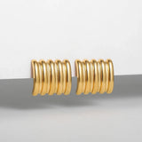 Wide Square Striped Texture Stud Earrings