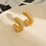 Pleated Texture C-Hoop Earrings