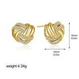 Sparkling Zircon Knot Stud Earrings