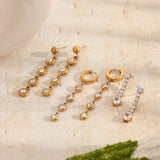 Round Zircon Long Chain Dangle Earrings