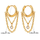 Zircon Chain Tassel Hoop Earrings