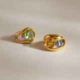 Colorful Zircon Square Open Ring