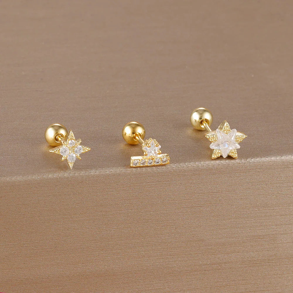 Crown & Crystal Stud Earring Set