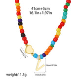 Beaded Initial Heart Pendant Necklace