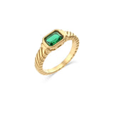Birthstone Signet Band Ring