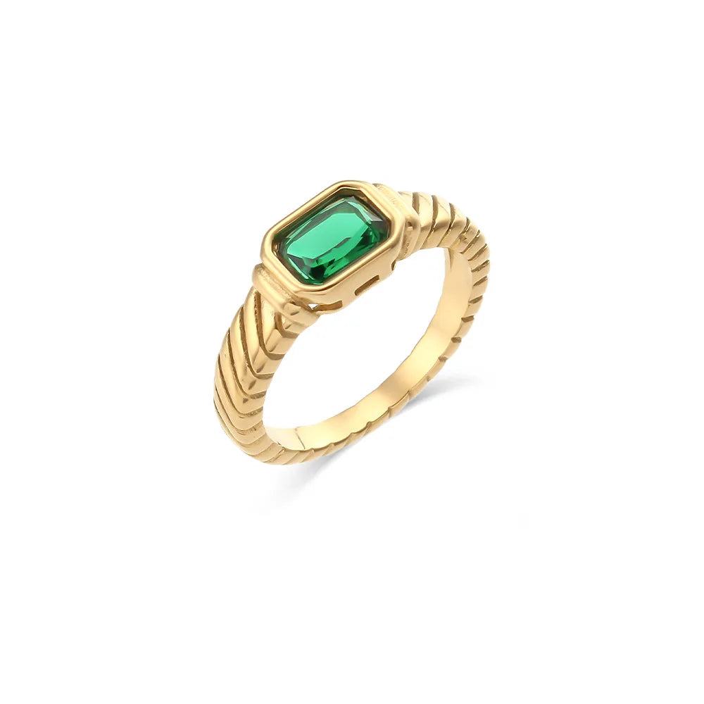 Birthstone Signet Band Ring