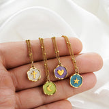 Opal Cross & Heart Pendant Necklace