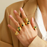 Waterproof Wide Double Layer Zircon Ring