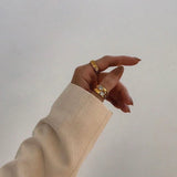 Oval Zircon Chunky Bilayer Ring