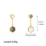 Abalone Hexagon Gradient Drop Earrings
