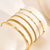 18K Gold Layered Chain & Cuff Bracelet Stack