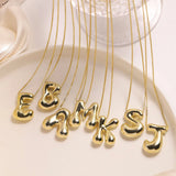 Bubble Letter Initial Pendant Necklace