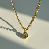 Multicolour Oval CZ Natural Stone Necklace