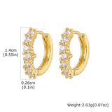 Gold CZ V-Huggie Hoop Earrings